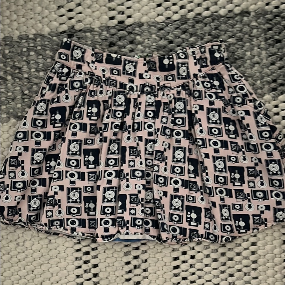 Fun pattern skirt: Stylish Pink and Black Skirt with cameras